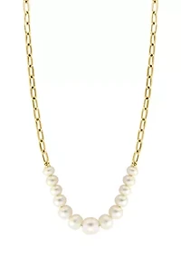 Freshwater Pearl Chain Necklace in 14K Yellow Gold