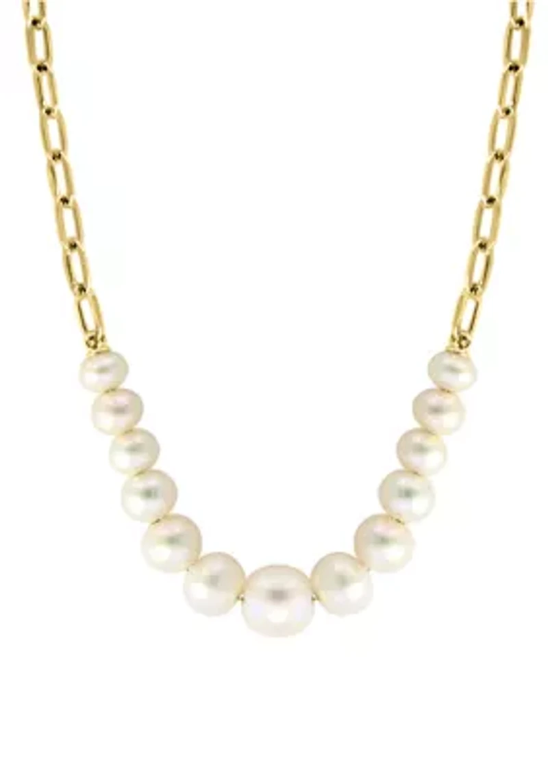 Freshwater Pearl Chain Necklace in 14K Yellow Gold