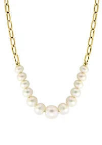 Freshwater Pearl Chain Necklace in 14K Yellow Gold