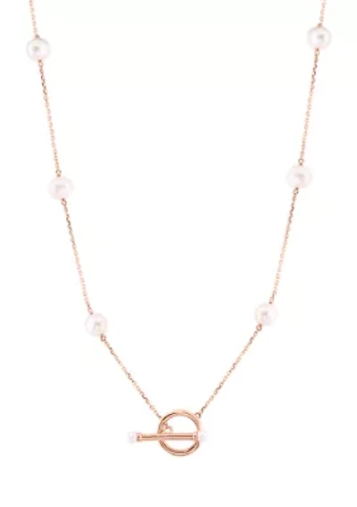 Freshwater Pearl Toggle Necklace in 14K Yellow Gold