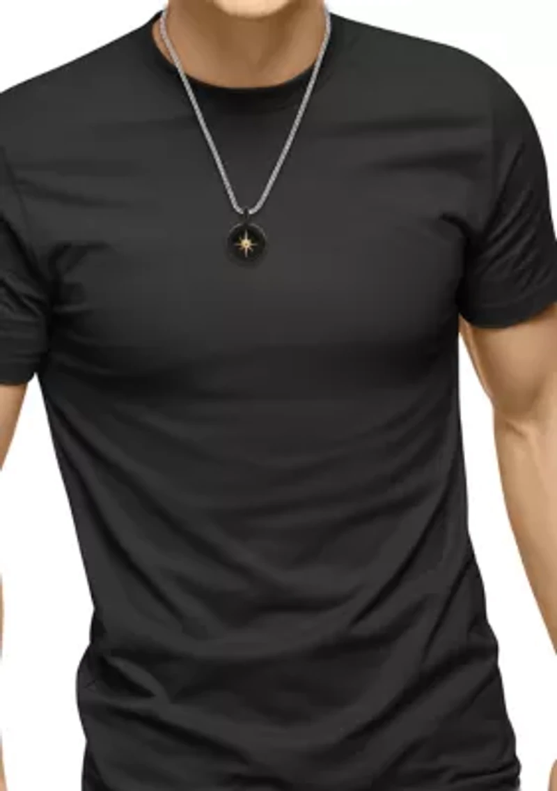 Black Plating Onyx Pendant Necklace in Sterling Silver and 18K Yellow Gold