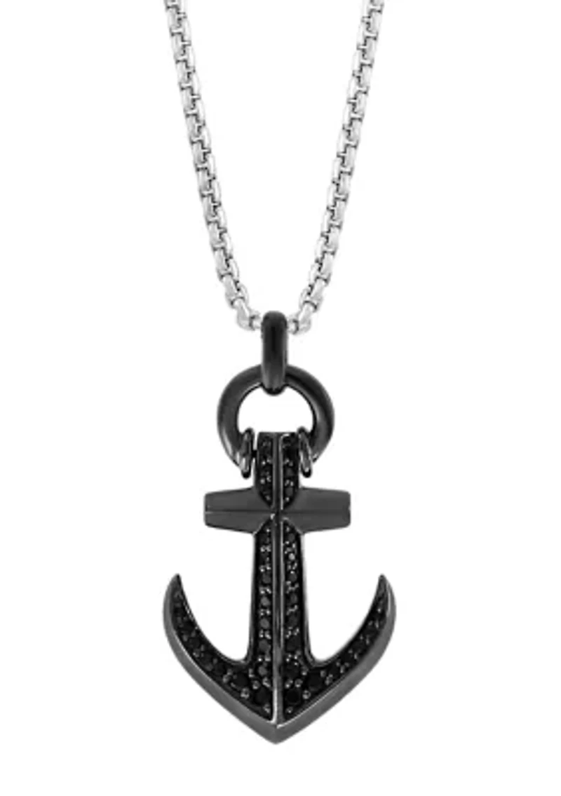 Black Sapphire Pendant Necklace in Sterling Silver