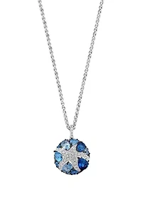3.38 ct. t.w. Blue Topaz London Blue Topaz, Sky Blue Topaz, White Sapphire Pendant Necklace in Sterling Silver