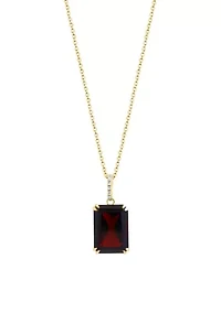 Diamond and Garnet Pendant Necklace in 14K Yellow Gold