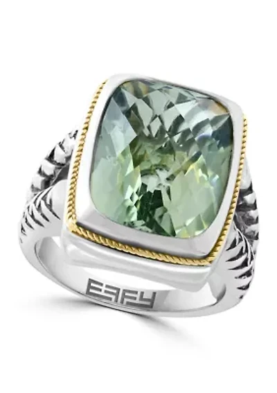Amethyst Ring Sterling Silver and 18K Yellow Gold