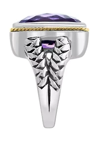 Amethyst Ring Sterling Silver and 18K Yellow Gold