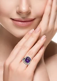 Amethyst Ring Sterling Silver and 18K Yellow Gold