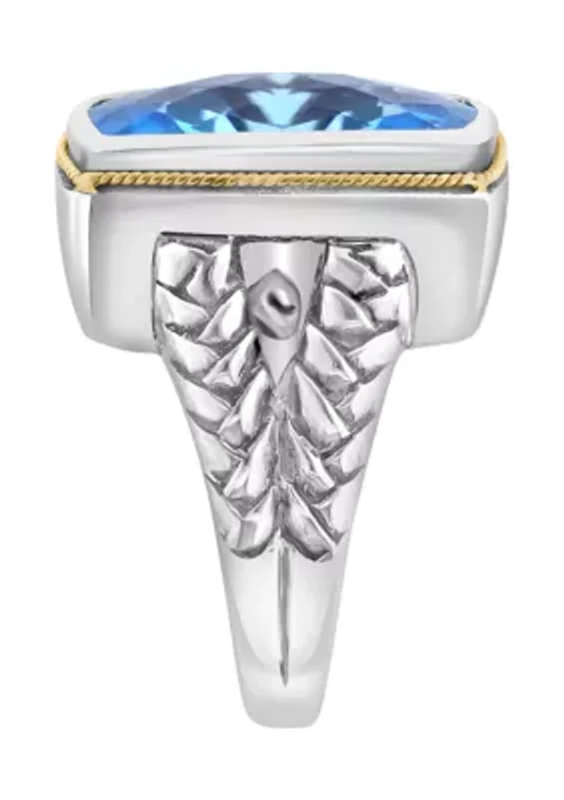 Blue Topaz Ring Sterling Silver and 18K Yellow Gold