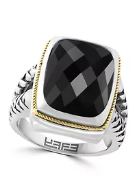 8.55 ct. t.w. Onyx Ring in Sterling Silver and 18K Yellow Gold 