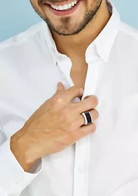 Men's Ruthenium Texture Ring in Sterling Silver