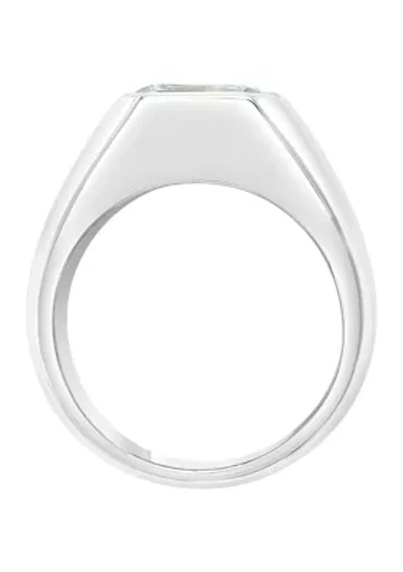 925 Sterling Silver White Topaz Men's Ring