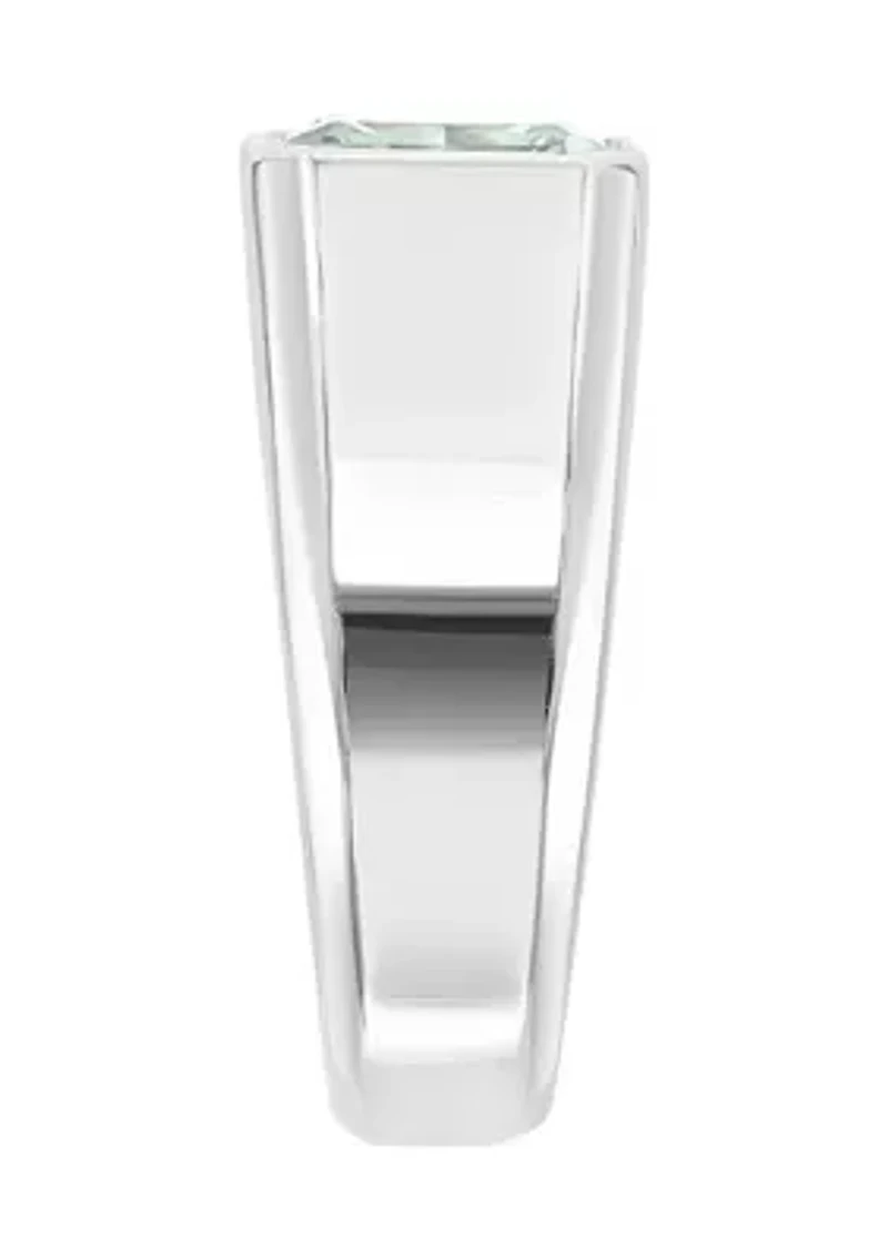 925 Sterling Silver White Topaz Men's Ring