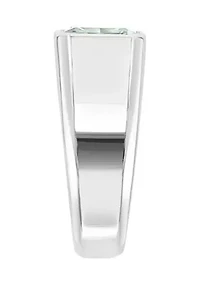 925 Sterling Silver White Topaz Men's Ring