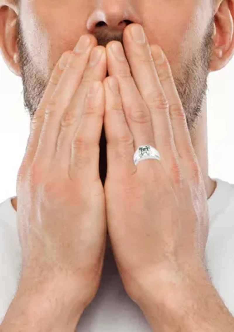 925 Sterling Silver White Topaz Men's Ring