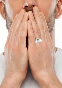 925 Sterling Silver White Topaz Men's Ring