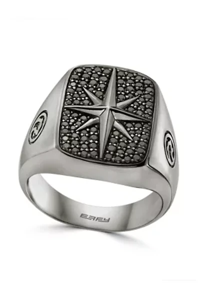 Black Spinel Ring in Sterling Silver