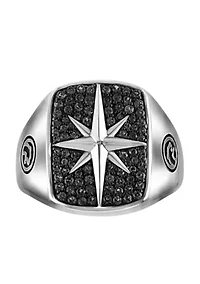 Black Spinel Ring in Sterling Silver