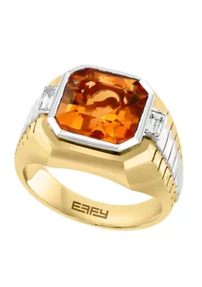 Citrine and White Topaz Ring in 18K Goldplated Sterling Silver