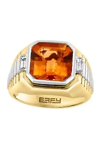 Citrine and White Topaz Ring in 18K Goldplated Sterling Silver