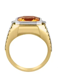 Citrine and White Topaz Ring in 18K Goldplated Sterling Silver