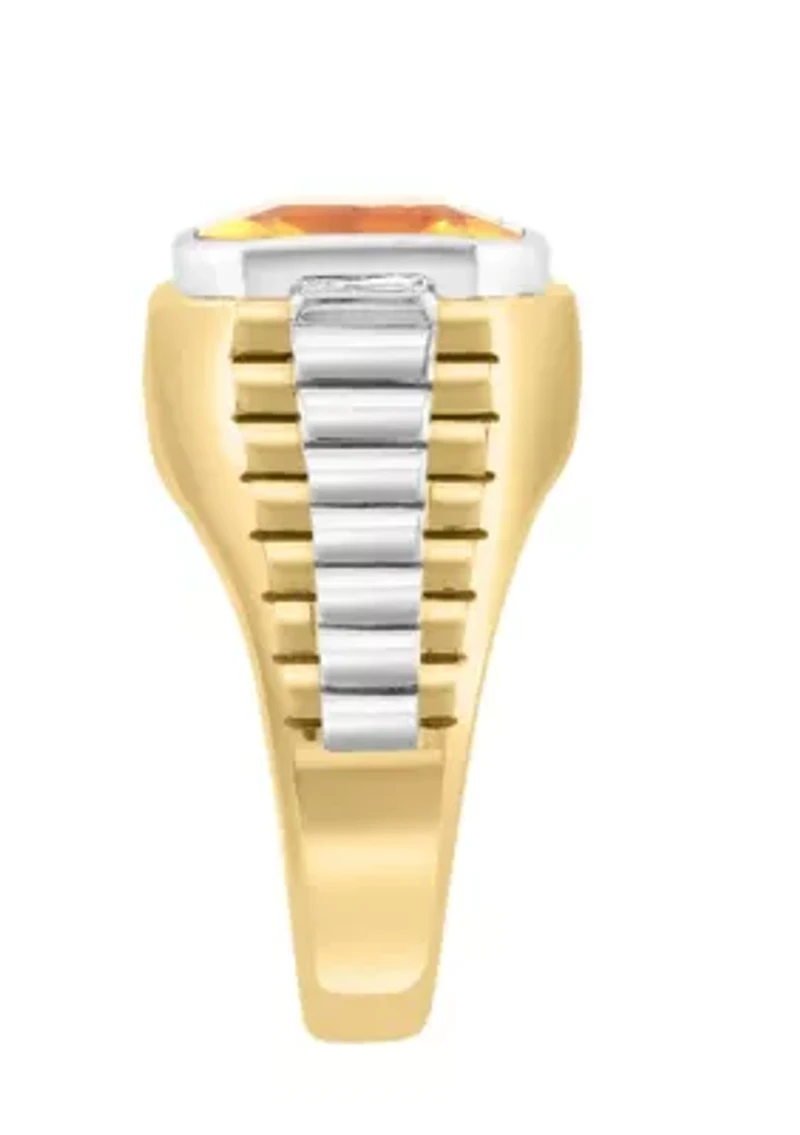 Citrine and White Topaz Ring in 18K Goldplated Sterling Silver