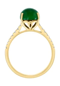 2.86 ct. t.w. Jade and 1/6 ct. t.w. Diamond Ring in 14K Yellow Gold