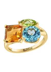 5 ct. t.w. Blue Topaz, Citrine, Peridot Ring in 14K Yellow Gold