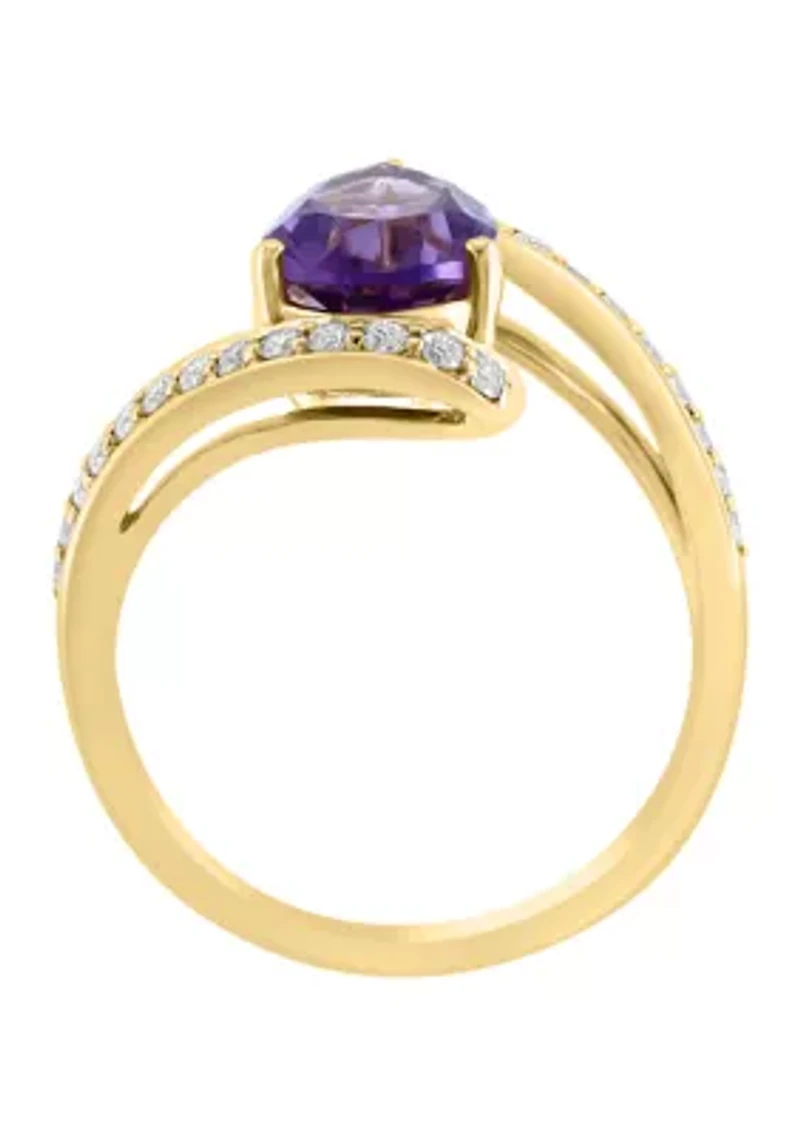 1/3 ct. t.w. Diamond, 1.9 ct. t.w. Amethyst Ring 14K Yellow Gold