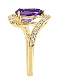 1/3 ct. t.w. Diamond, 1.9 ct. t.w. Amethyst Ring 14K Yellow Gold