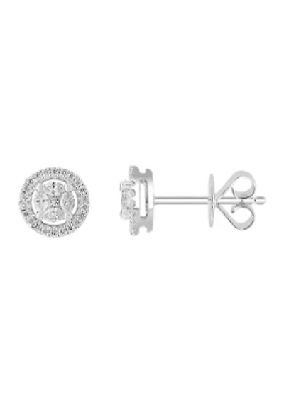 18K White Gold Diamond Stud Earrings