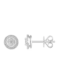 18K White Gold Diamond Stud Earrings