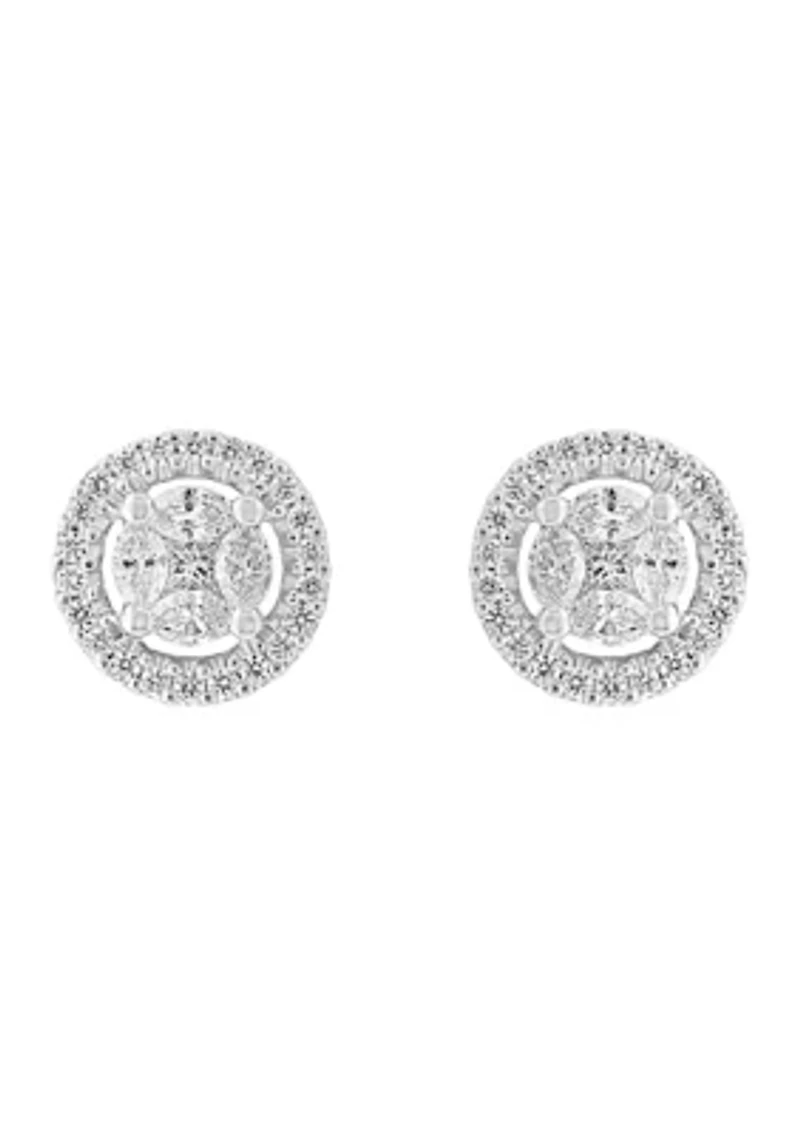 18K White Gold Diamond Stud Earrings