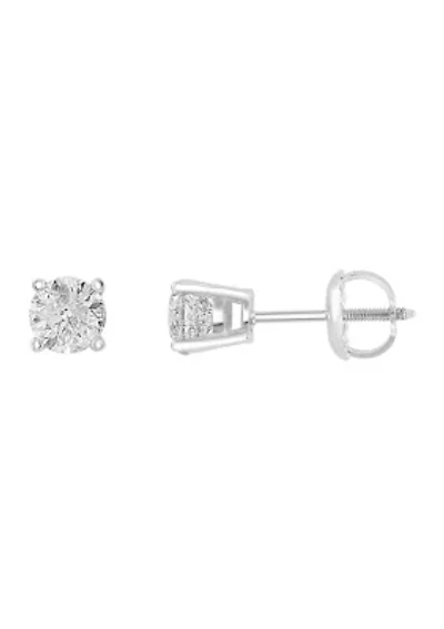 14K White Gold Diamond Earrings 