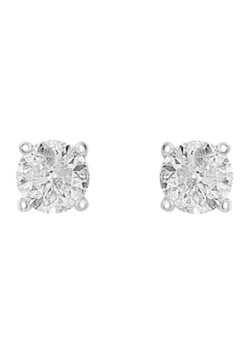 14K White Gold Diamond Earrings 