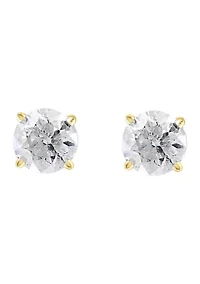 14K Yellow Gold Diamond Stud Earrings