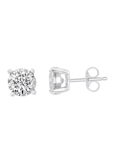 14K White Gold Diamond Earrings 