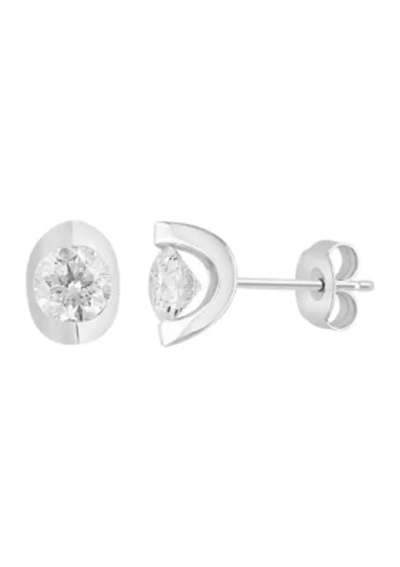 14K White Gold Diamond Earrings