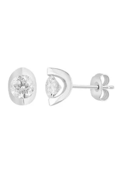  14K White Gold Diamond Earrings