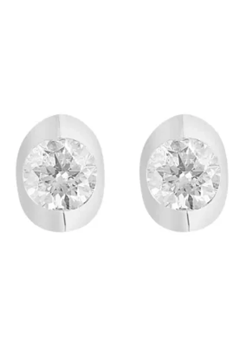 14K White Gold Diamond Earrings