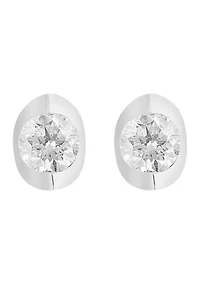  14K White Gold Diamond Earrings