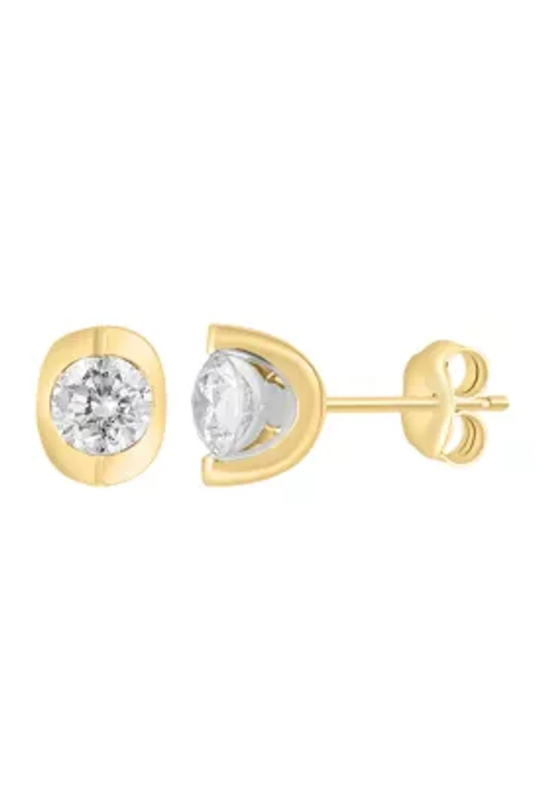   14K Yellow Gold Diamond Earrings 