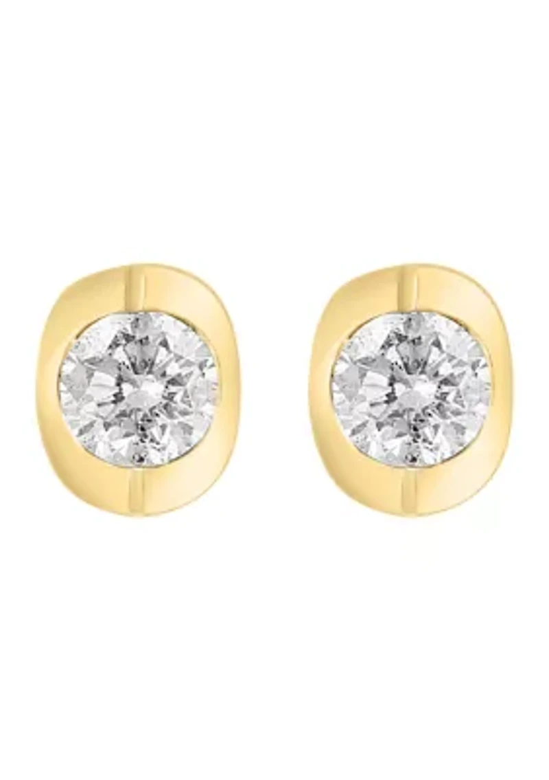   14K Yellow Gold Diamond Earrings 