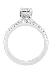 1.9 ct. t.w. Lab Created Diamond Bridal Ring with 1.5 ct. t.w. Emerald Cut Center
