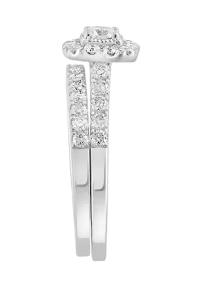 1.01 ct. t.w. Diamond Square Ring in 14K White Gold