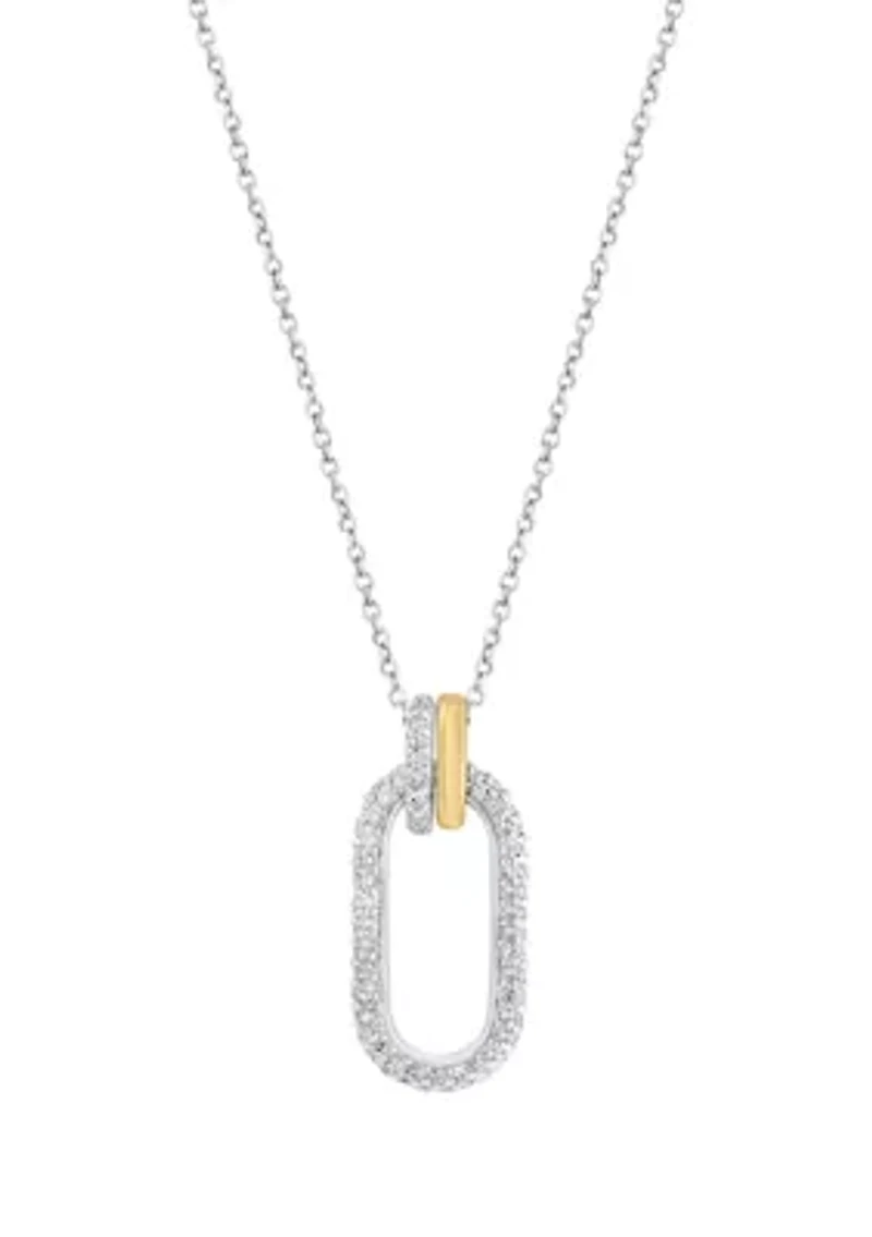 3/8 ct. t.w. Diamond Oval Pendant Necklace in 14K Two Tone Gold