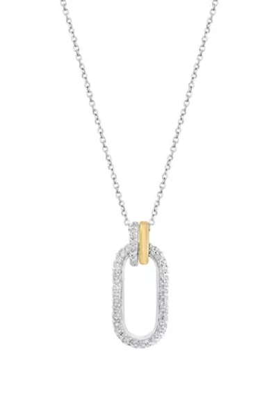 3/8 ct. t.w. Diamond Oval Pendant Necklace in 14K Two Tone Gold