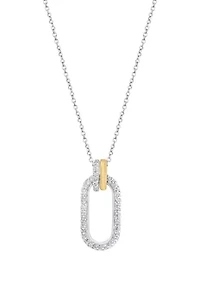 3/8 ct. t.w. Diamond Oval Pendant Necklace in 14K Two Tone Gold