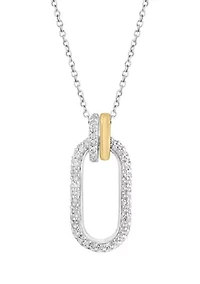 3/8 ct. t.w. Diamond Oval Pendant Necklace in 14K Two Tone Gold