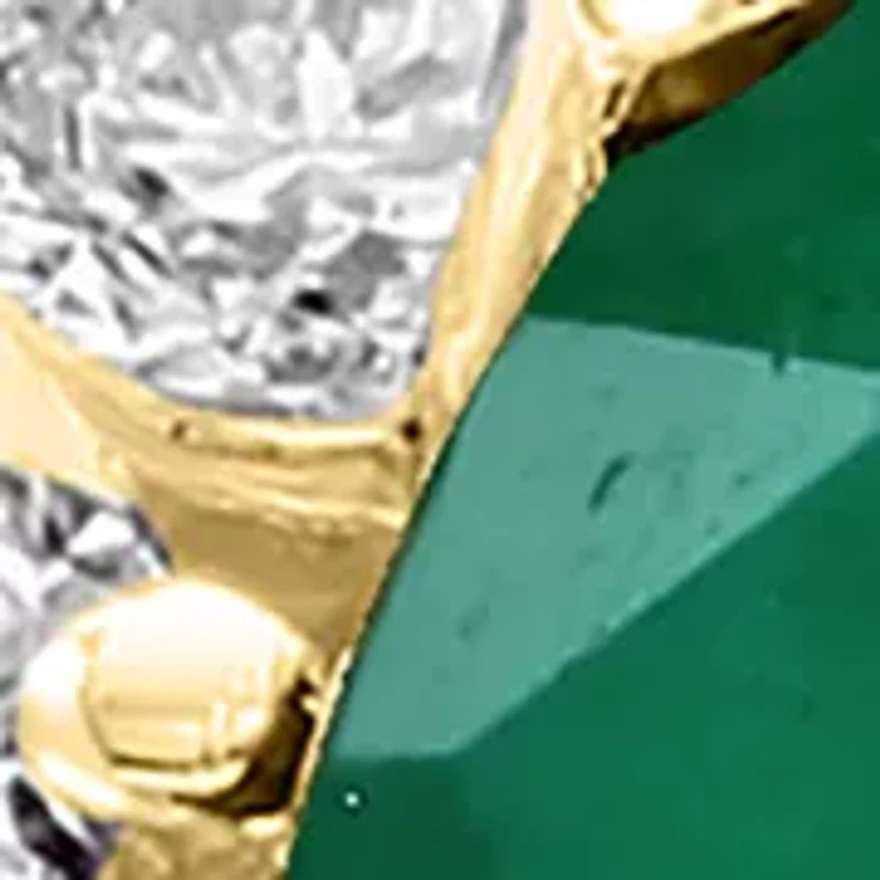 Diamond and Natural Emerald Ring in 14K Yellow Gold