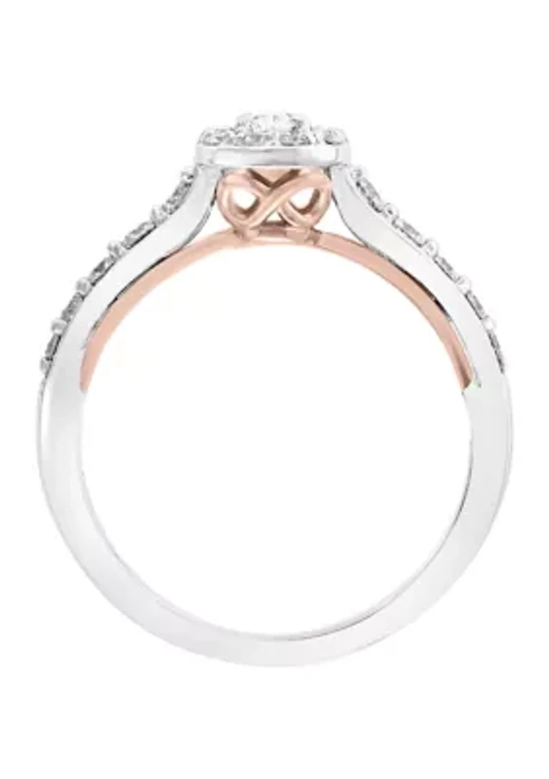 5/8 ct. t.w. Oval Diamond Ring in 14k Rose and White Gold